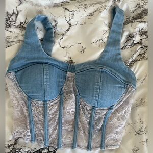 Denim Blvd denim + lace bustier / corset top !